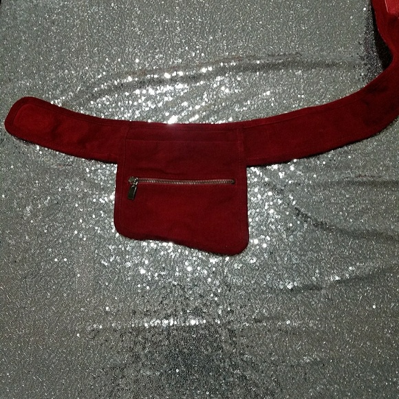 Hugo Boss Bags Red Suede Fanny Pack Waist Belt Size 2 Poshmark